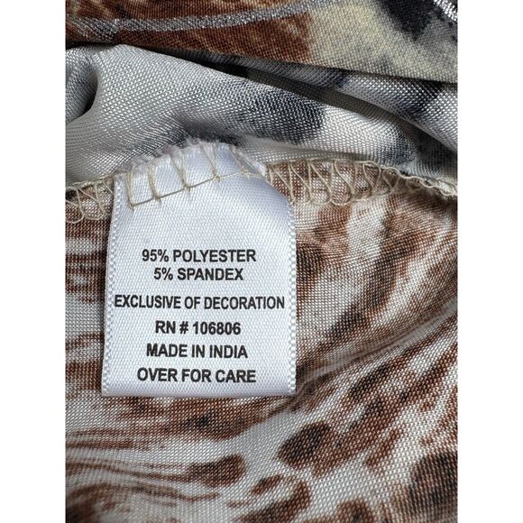 Emily Daniels Leopard Print Silver Button Down Top Size M 90s Mob Wife Sexy Hot - Picture 6 of 8